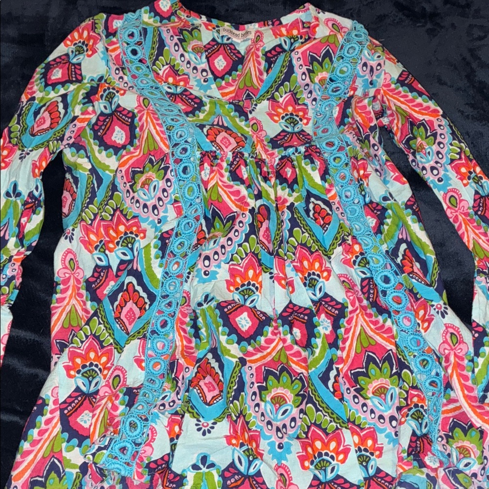 Vibrant Floral Women's Blouse with Blue Highlights